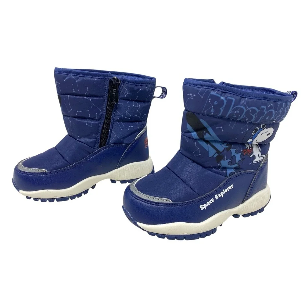 Snoopy Kids Winter Snow Boots Ice Clip Space Themed Astronaut Size 8/9 HTF RARE
